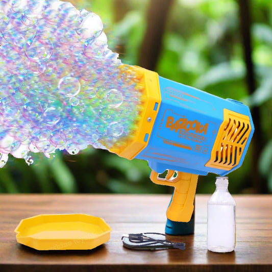 Big Rechargeable Powerful Bubble Gun with 69 Holes – Rocket Boom Bubble Blower Toy for Kids & Adults