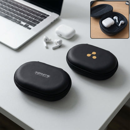 Wireless Earbuds Hard Shell Carry Case Protective Zipper Storage Pouch for AirPods Bluetooth Earphones Charging Cable and Small Accessories (1 Pc)
