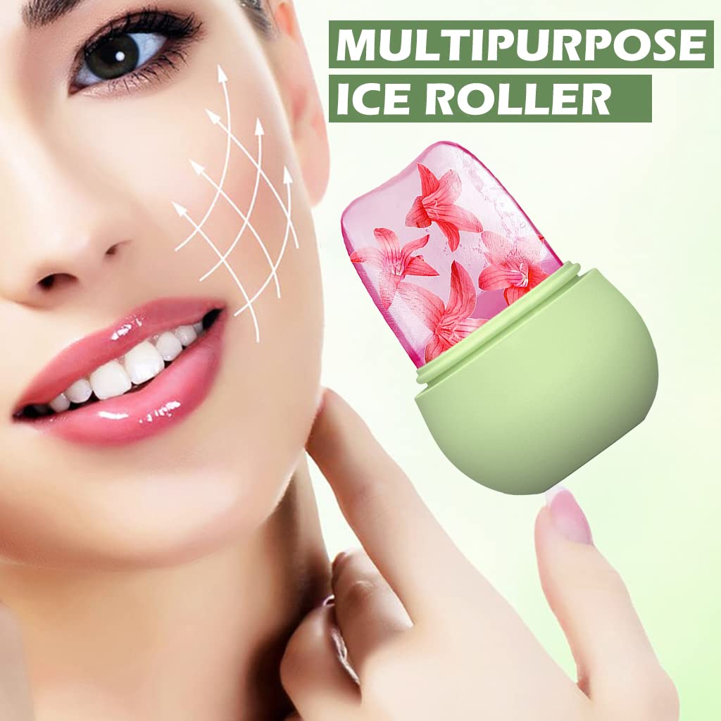 Ice Roller for Face Massage and Eye Care Anti Leak Silicone Ice Face Roller with Cleansing Brush for Skin Tightening and Pore Minimizing