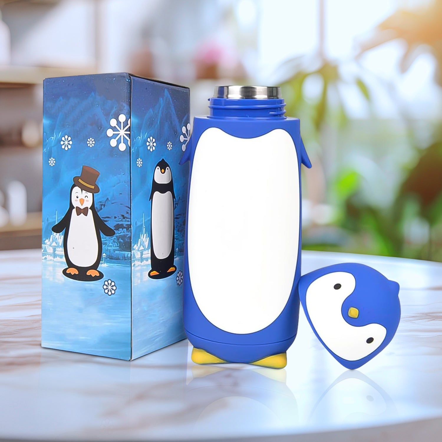 Penguin Cartoon Water Bottle Insulated Inner Glass Vacuum Water Bottle