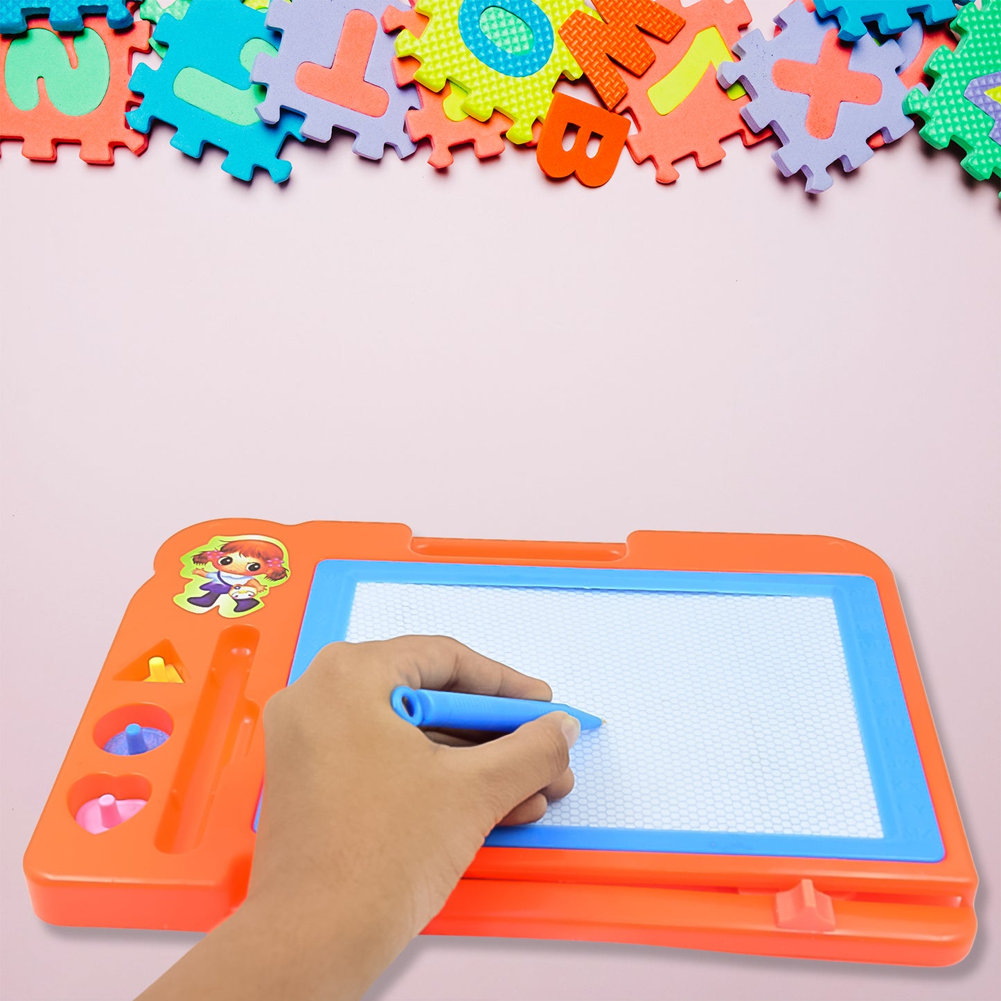 Magnetic Sketch Slate and Drawing Board for Kids – Rewritable Colorful Magnetic Drawing Pad with Pen (27×19 cm)