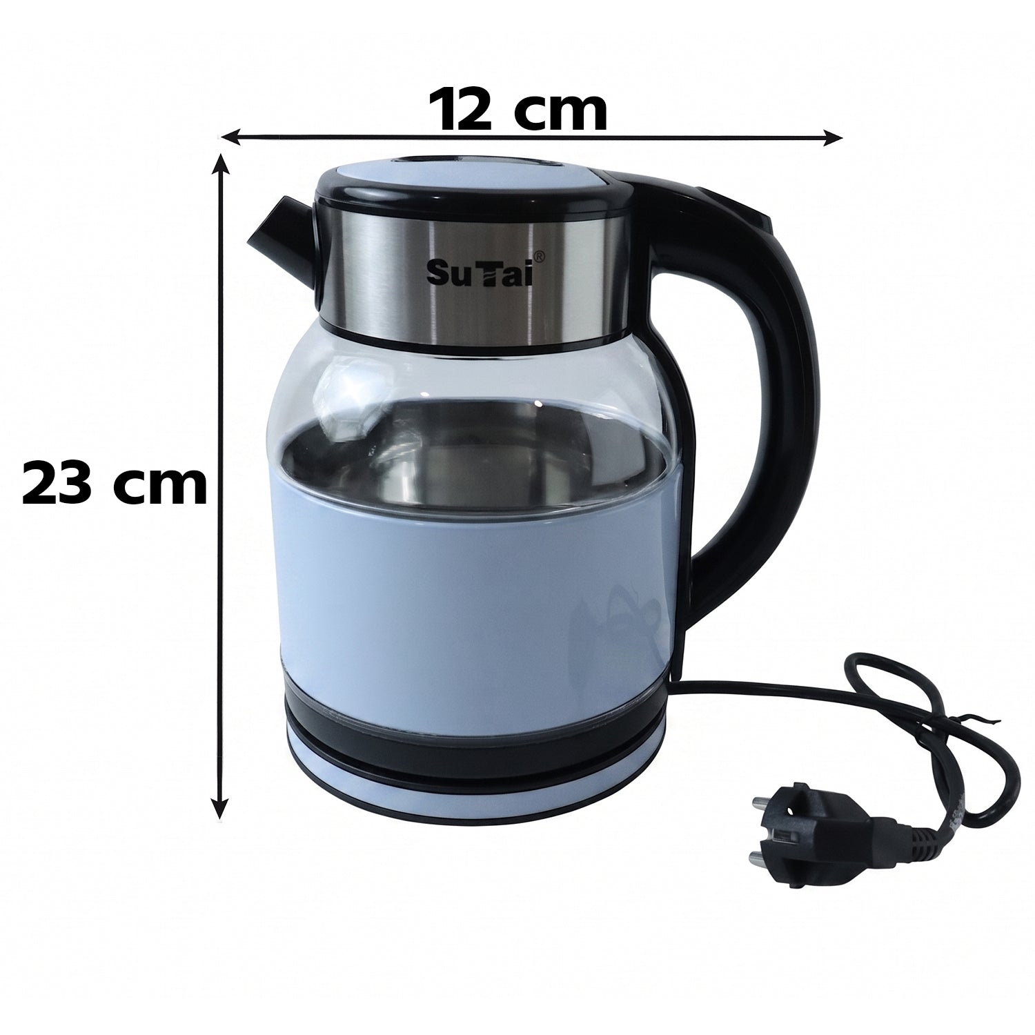 Electric Glass Kettle 2 Litre Transparent Glass Body Stainless Steel Water Boiler with 360 Degree Swivel Base for Tea, Coffee, Milk and Hot Water (1 Pc)