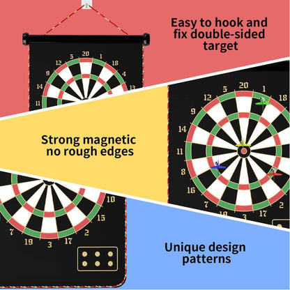 Magnetic Dart Board Game Set with Magnetic Darts Safe Foldable Double Sided Hanging Dartboard for Kids and Adults Indoor and Outdoor Fun (1 Set)
