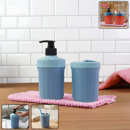 Multipurpose Soap Dispenser with Utility Holder for Kitchen & Bathroom Use – Hand Pump Liquid Dispenser and Storage Holder Set (1 Set)