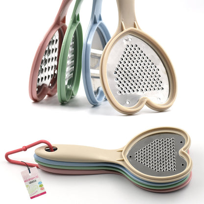 Heart Shape Stainless Steel Grater and Slicer Set with Plastic Outline for Fruits, Vegetables and Cheese