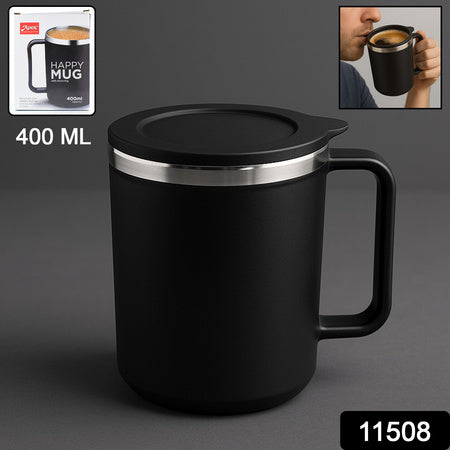 Apex Happy Mug with Silicone Lid - Approx 400ml (1 Pc)