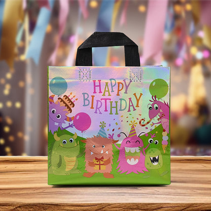 Reusable Birthday Gift Bag for Kids and Adults – Non Woven Party Return Gift Bag with Sturdy Base – 1 Piece Mix Design