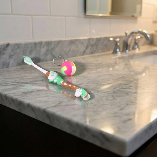 Kids Toothbrush and Ball Keychain Toy Set – Fun and Interactive Oral Care Combo for Kids | Includes Ice Cream-Themed Toothbrush and Colorful Ball Keychain | Perfect for Little Ones