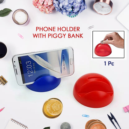 2 in 1 ABS Plastic Phone Holder with Coin Bank Cute Owl Mobile Stand Money Saving Box for Smartphones Kids Boys Girls and Home Desk (1 Pc)