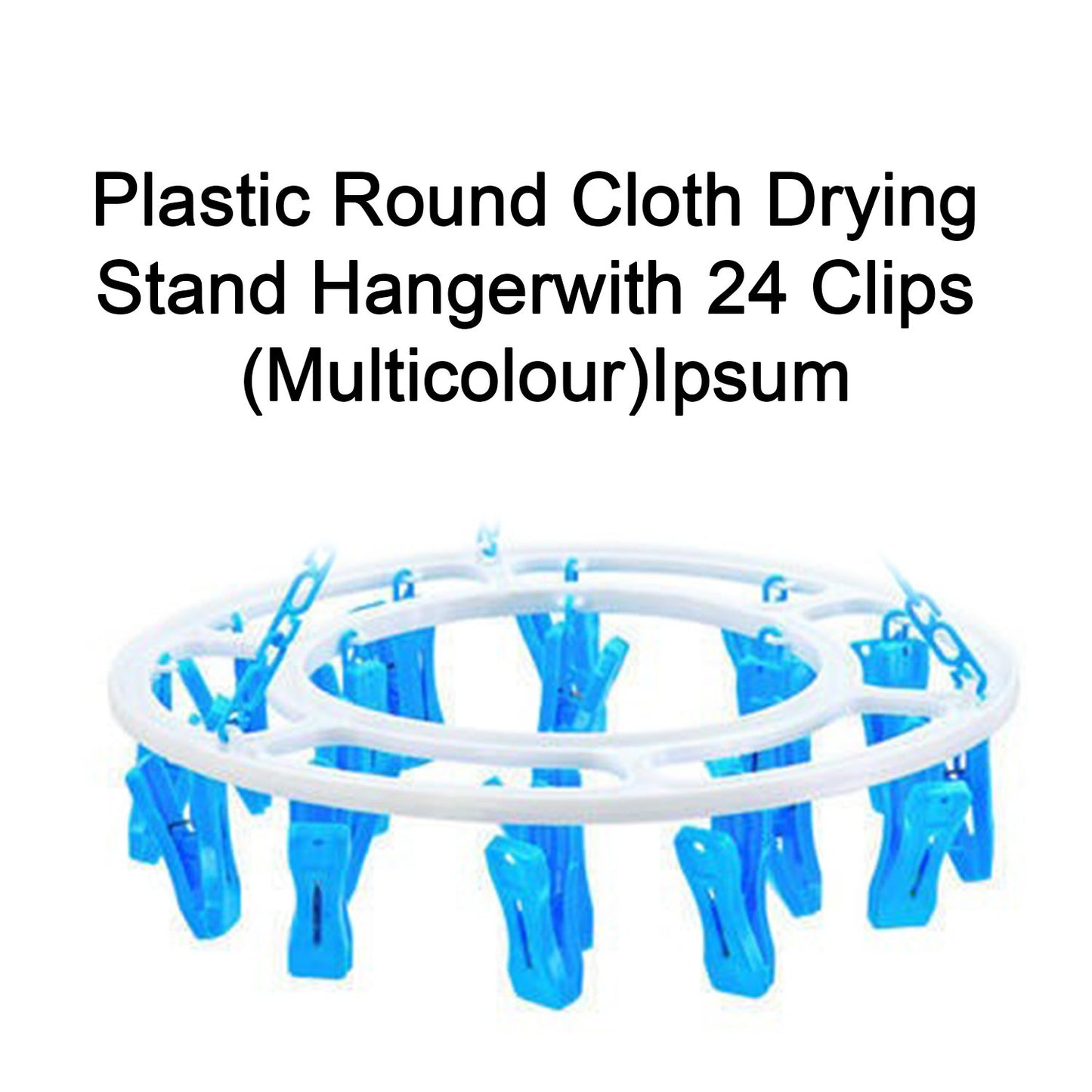 Plastic Round Cloth Drying Hanger with 24 Clips Foldable 360° Rotating Laundry Clip Rack for Socks Underwear Baby Clothes Bras Towels and Delicate Garments (Multicolour) (1 Pc)