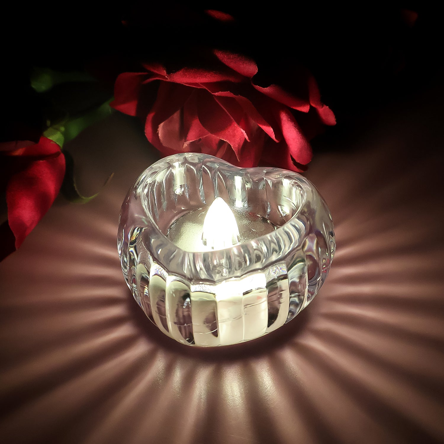Set of 6 LED Crystal Tealight Decorative Flameless Candles Battery Operated Warm Lights for Festivals Weddings Home Decor Mandir Puja Parties and Table Decoration