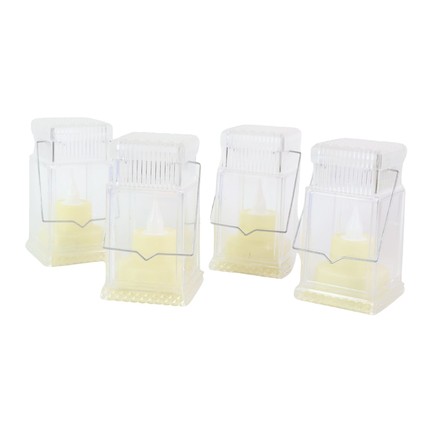 Set of 4 LED Flameless Lantern Style Decorative Candles Battery Operated Warm Tealight Lamps for Home Festivals Mandir Weddings Parties and Table Decoration