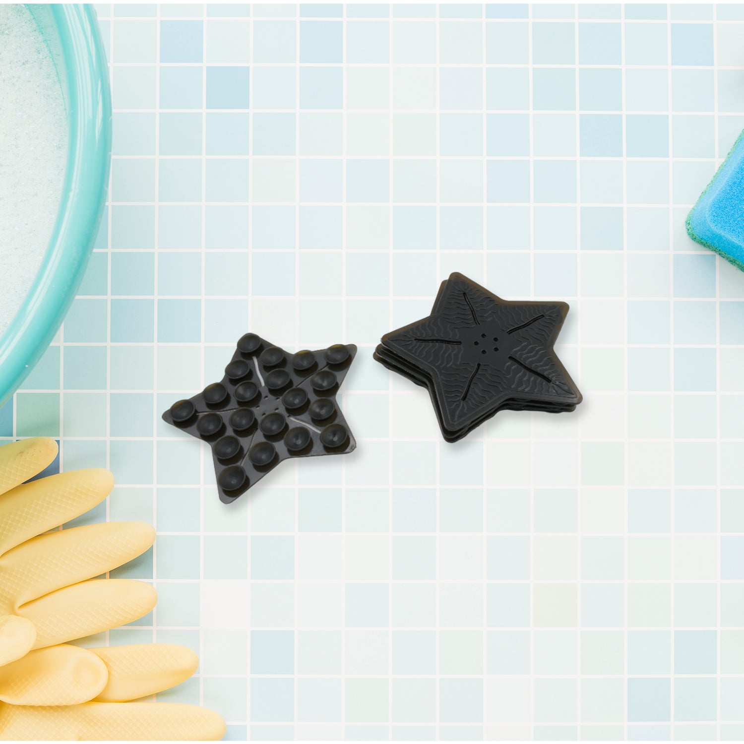 Mini PVC Anti-Slip Baby Bath Mats Star and Leaf Shape Non-Slip Shower Safety Mats for Kids (4 Pc Set)