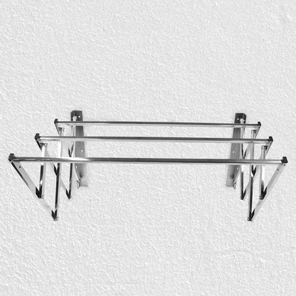 Stainless Steel Wall Mounted Folding Clothes Drying Rack Heavy Duty Expandable Accordion Laundry Drying Stand for Balcony Bathroom Utility Room Indoor and Outdoor Use (1 Pc)
