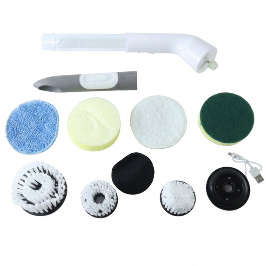 Multi Function Plastic Cleaning Brush Set with Long Handle and Interchangeable Heads for Bathroom, Kitchen and Home