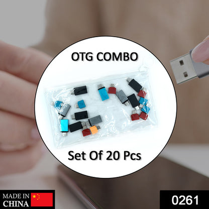 Type-C OTG Adapter and Micro USB OTG Adapter Combo USB 2.0 Fast Charging Data Transfer Plug and Play Pack of 20