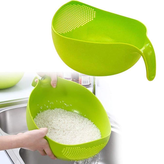 Plastic Rice Bowl Food Strainer Drain Basket with Handle for Rice, Fruits, Vegetables and Pulses Set of 3