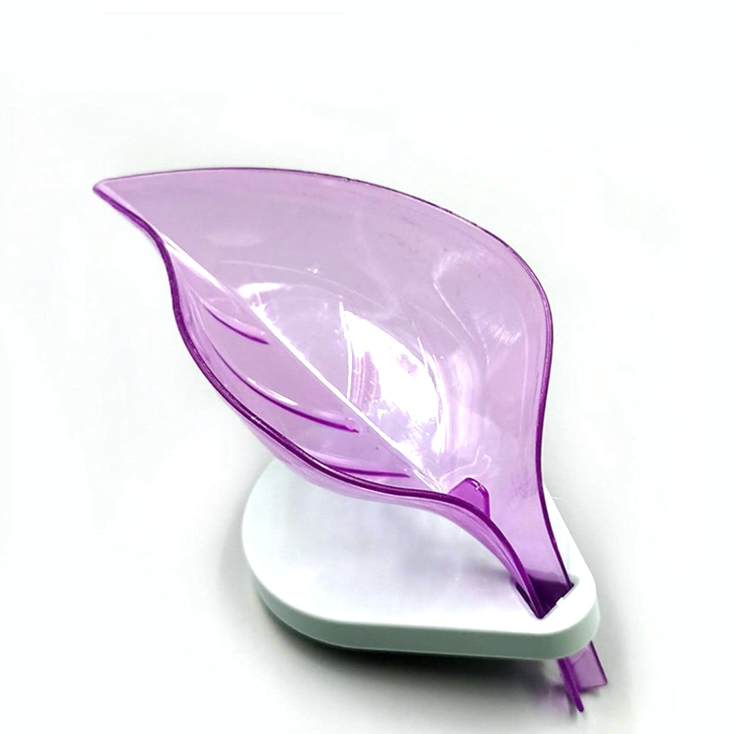 Leaf Shape Self Draining Soap Tray with Suction Cup – Plastic Soap Holder Rack for Bathroom, Kitchen, Laundry and Sink (1 Pc)