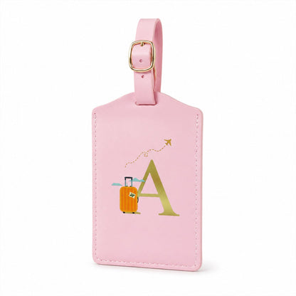 PU Leather Luggage Tag for Suitcase and Travel Bags, Adjustable Buckle Strap Baggage ID Holder with Privacy Cover, Stitched Name Card Tag for Backpacks, Trolley Bags and Business Travel