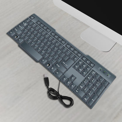 Wired USB Keyboard 104 Keys Ergonomic Plug and Play Keyboard for Home Office Laptop and Desktop Computer (1 Pc)