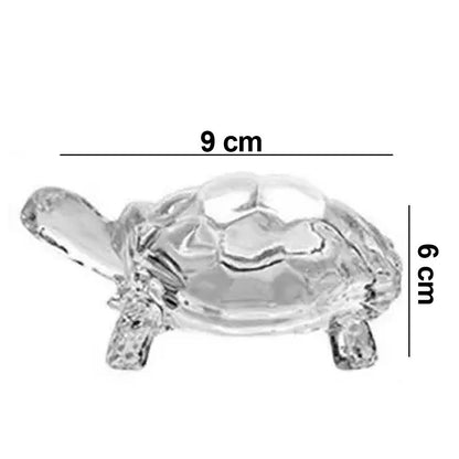 Crystal Glass Tortoise with Crystal Tray Feng Shui and Vastu Decorative Turtle Showpiece for Home Office Good Luck Prosperity and Positive Energy (1 Set)