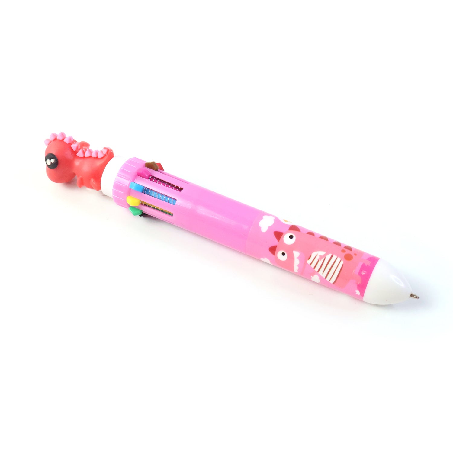 Cute Character Design 10-in-1 Multicolor Ball Pen for Writing, Drawing, Note-Making & Creative Use – Single Click Color Selector Pen with Decorative Top (1 Pc)