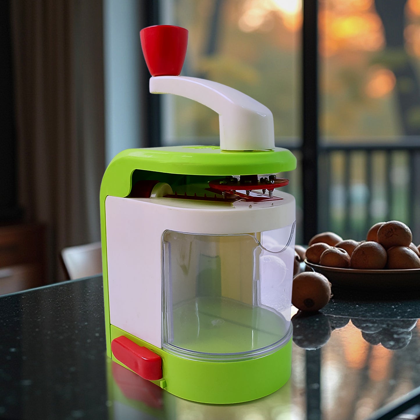Manual Ice Snow Maker and Spiral Vegetable Cutter with Stainless Steel Dual Blades and Vacuum Base (1 Set)