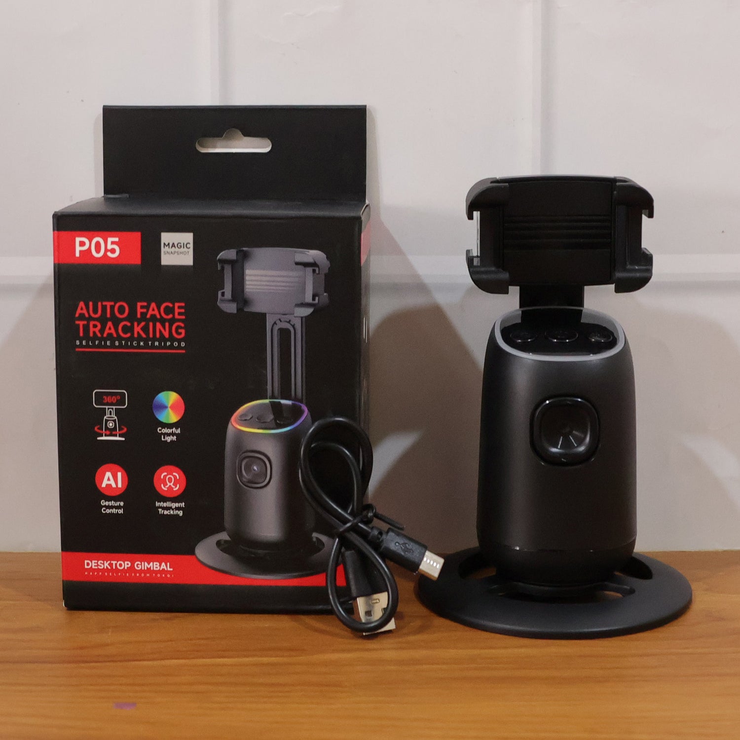 Smart AI Auto Face Tracking Mobile Holder Stand 360 Degree Rotating Phone Holder for Video Recording, Live Streaming and Content Creation (1 Pc)
