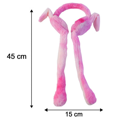 Led Light Soft Plush Winter Earmuffs With Cute Bunny Ears Long Tails (1 Piece)
