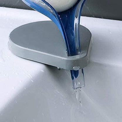 Leaf Shape Self Draining Soap Tray with Suction Cup – Plastic Soap Holder Rack for Bathroom, Kitchen, Laundry and Sink (1 Pc)