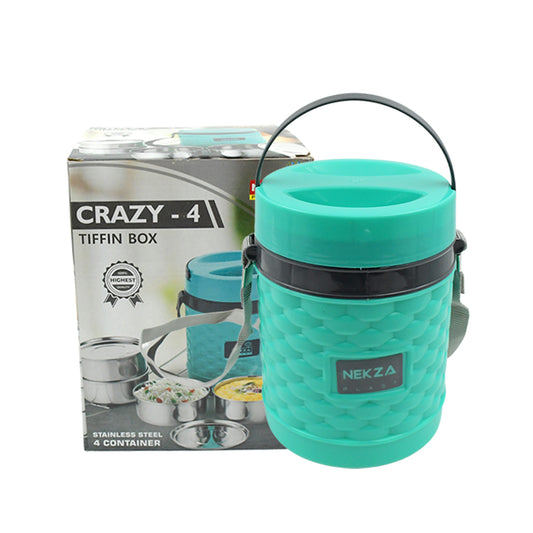Double Wall Insulated Stainless Steel Tiffin Lunch Box with 4 Compartments Handle Leak Resistant Stackable Dabba for Office School College Home and Travel (1 Pc)