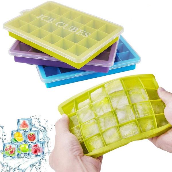 Silicone Ice Cube Tray with 24 Cavities, Flexible Food Grade Ice Cube Mold for Freezer, Reusable Ice Tray for Whiskey, Cocktails, Juice, Chocolate, Candy and Baby Food (1 Pc)