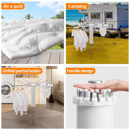 Heavy Duty Foldable Rotary Clothes Drying Rack Stand with 360° Rotating Arms Portable Freestanding Laundry Drying Tower for Indoor Outdoor Balcony and Home Use (1 Pc)