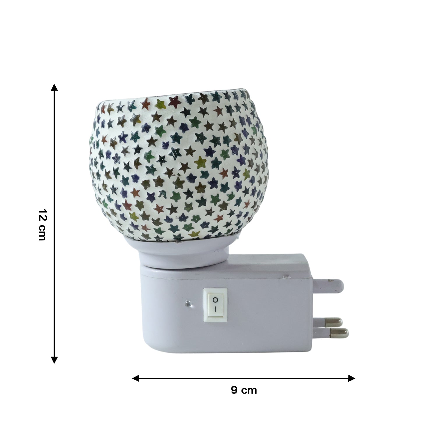 Decorative Star Pattern Mosaic Glass Plug In Night Lamp with On Off Switch Warm Ambient LED Light for Bedroom Living Room Hallway and Home Decor 1 Piece