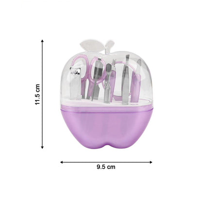 8 in 1 Apple Shape Manicure Set Portable Nail Grooming Kit with Nail Clippers Scissors Tweezers Nail File Ear Pick and Travel Case (1 Set)