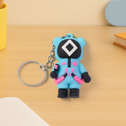 Cute Character Themed Soft Silicone Keychain with Metal Ring and Chain Cartoon Figure Bag Pendant Key Holder and Decorative Accessory (1 Pc Random Design)