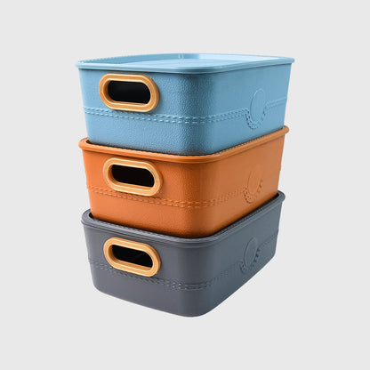 3 Piece Plastic Multipurpose Storage Basket Bin Set with Handle Cutouts Stackable Organizer for Clothes Toys Kitchen Bathroom Office and Home Storage (3 Pcs Set)