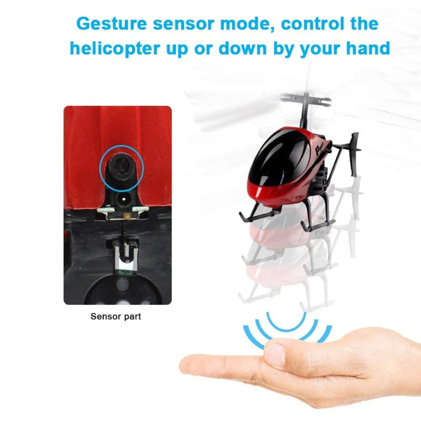 Remote Control Helicopter with USB Chargeable Cable for Boys and Girls – Sensor Flying RC Helicopter Toy with Automatic Take-Off and Remote Control – Pack of 1