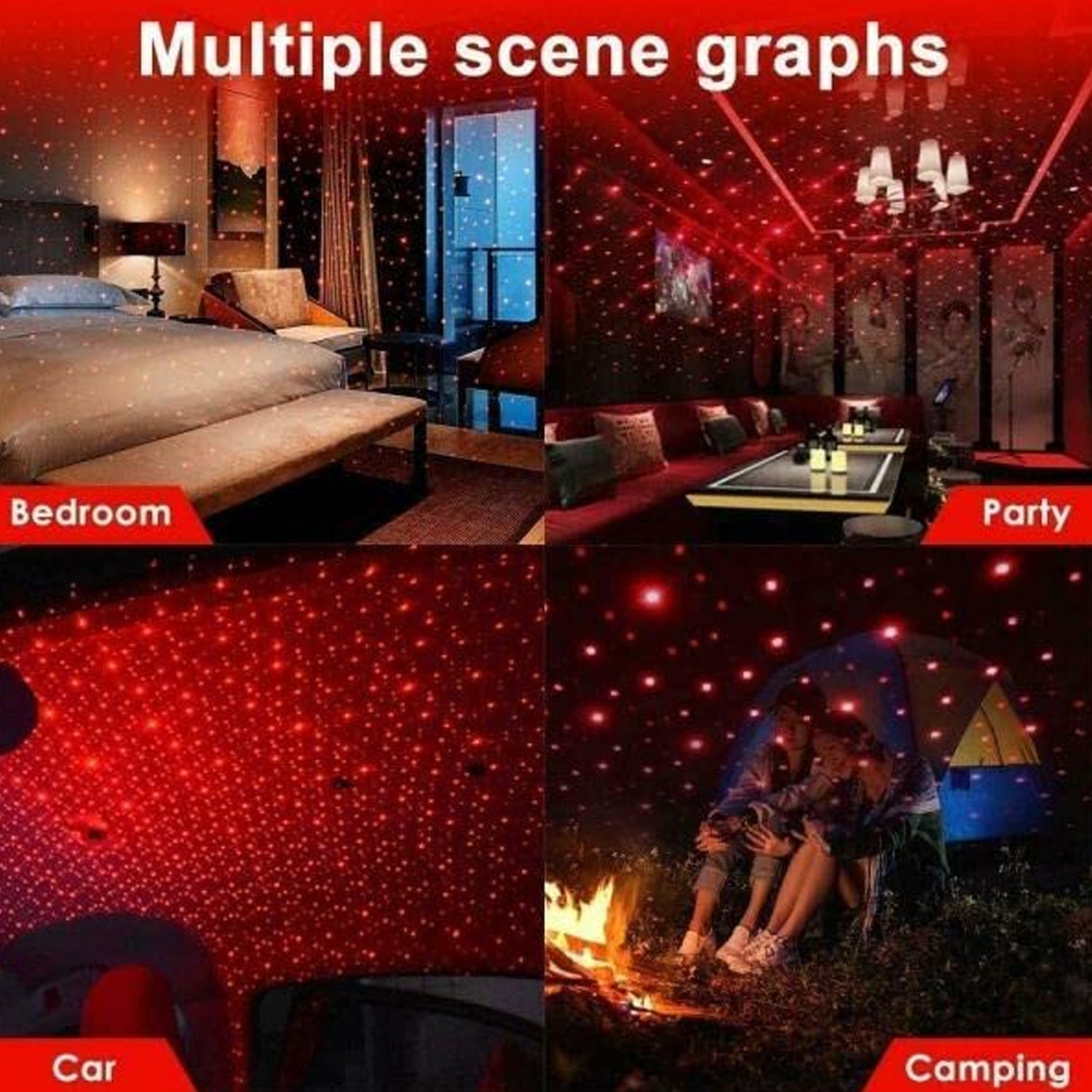 USB Star Projector Night Light Adjustable Romantic Interior Ambient Light for Car Bedroom Ceiling and Party Decoration