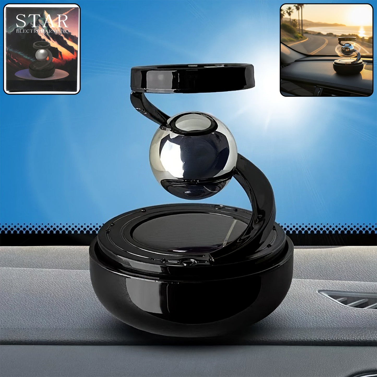 Premium Solar-Powered Rotating Car Air Freshener with Automatic Spinning Scent Diffuser | Galaxy Dashboard Perfume, Solar Aroma Diffuser, Dashboard Decor & Long-Lasting Fragrance (1 Pc)