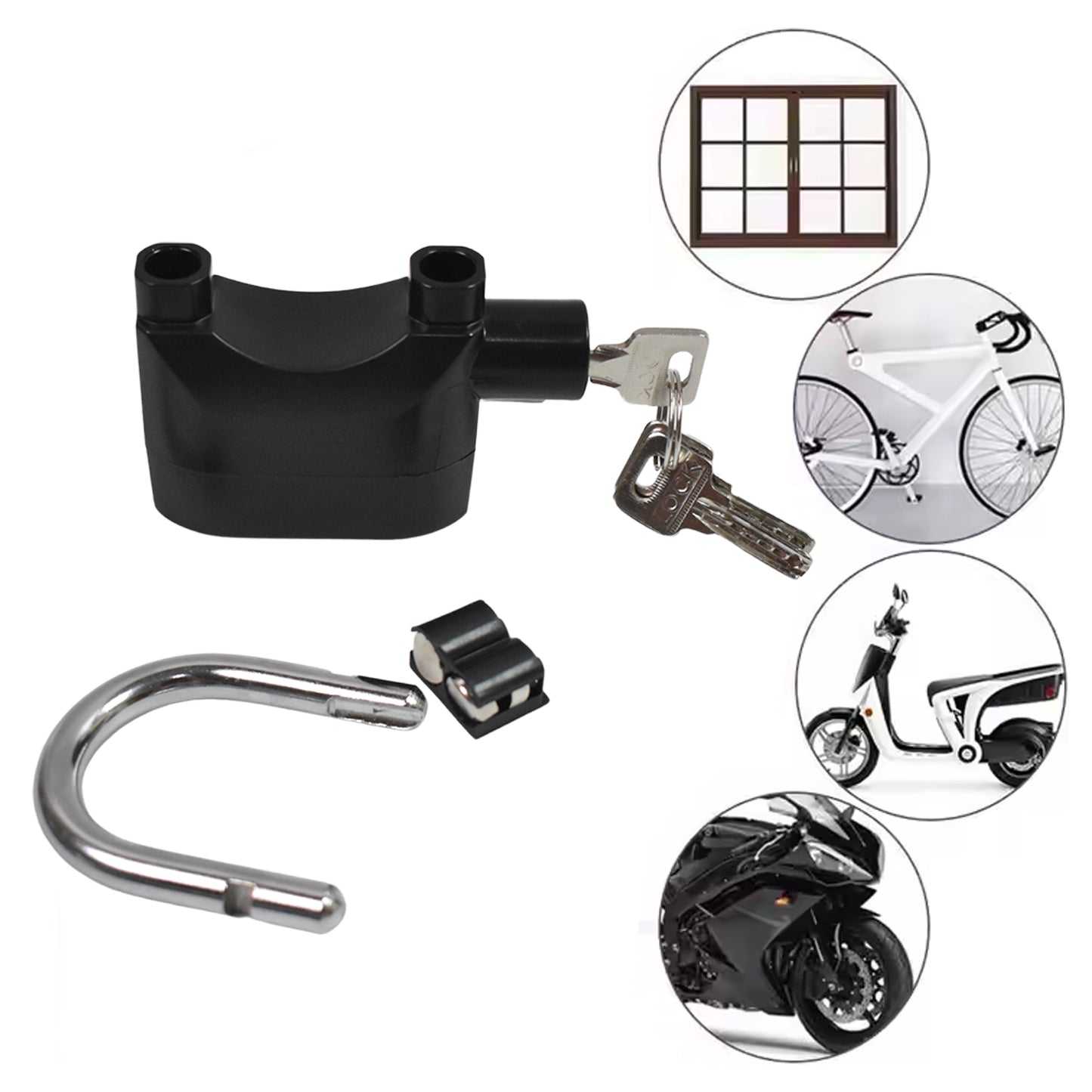 Anti Theft Siren Alarm Padlock Waterproof Security Lock with Loud Alarm and 3 Keys for Bike, Gate, Garage, Shutter and Toolbox (1 Set)