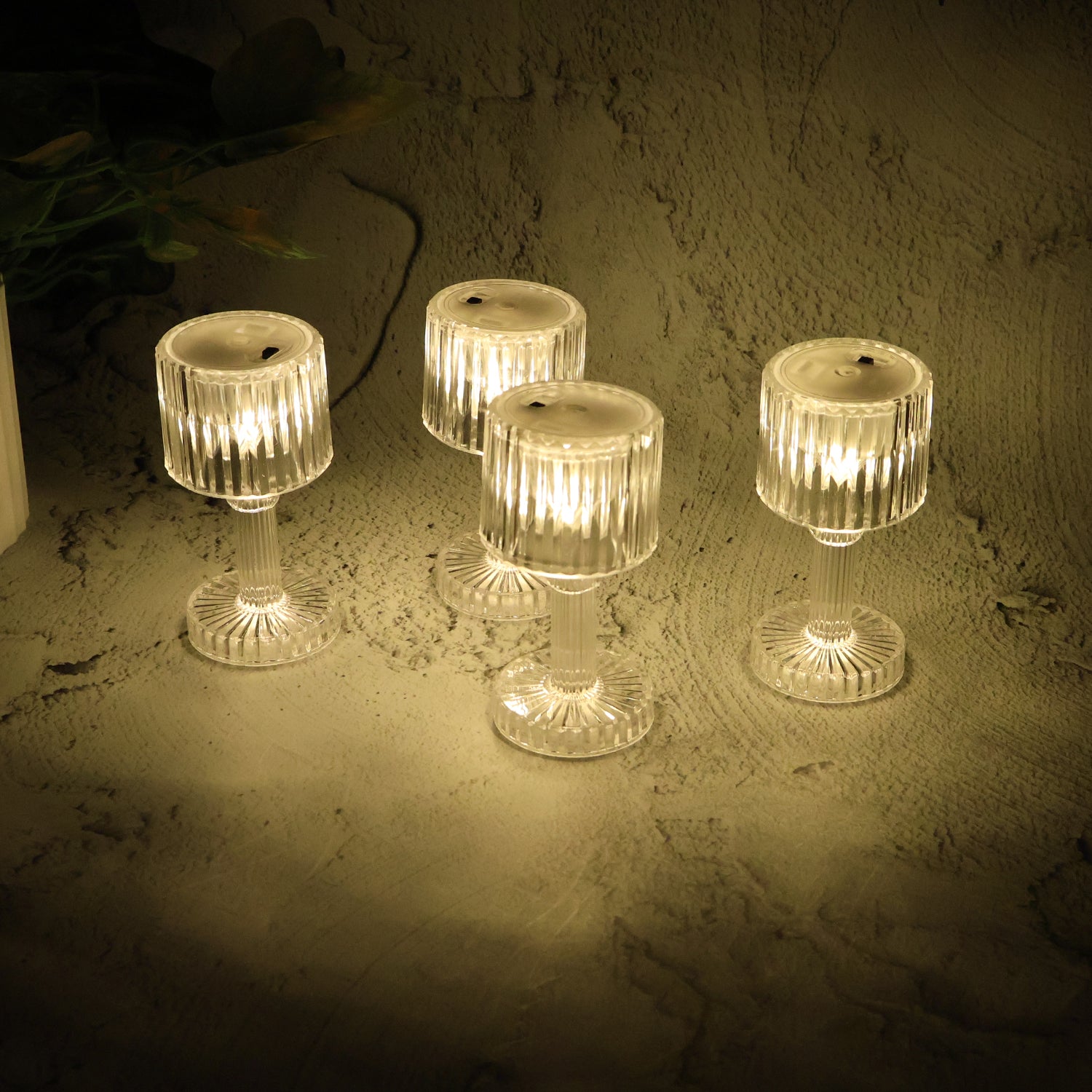 Set of 4 LED Crystal Effect Table Lamps Battery Operated Decorative Mini Desk Lights for Home Restaurants Weddings Festive Decor Diwali Table Centerpiece Lights