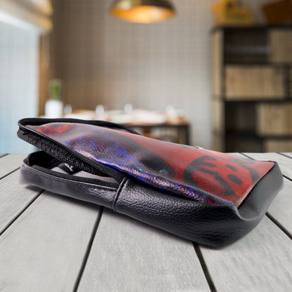 Handcrafted Multipurpose Faux Leather Zipper Pouch with Traditional Art Print Utility Organizer for Makeup Stationery Travel Accessories and Daily Essentials