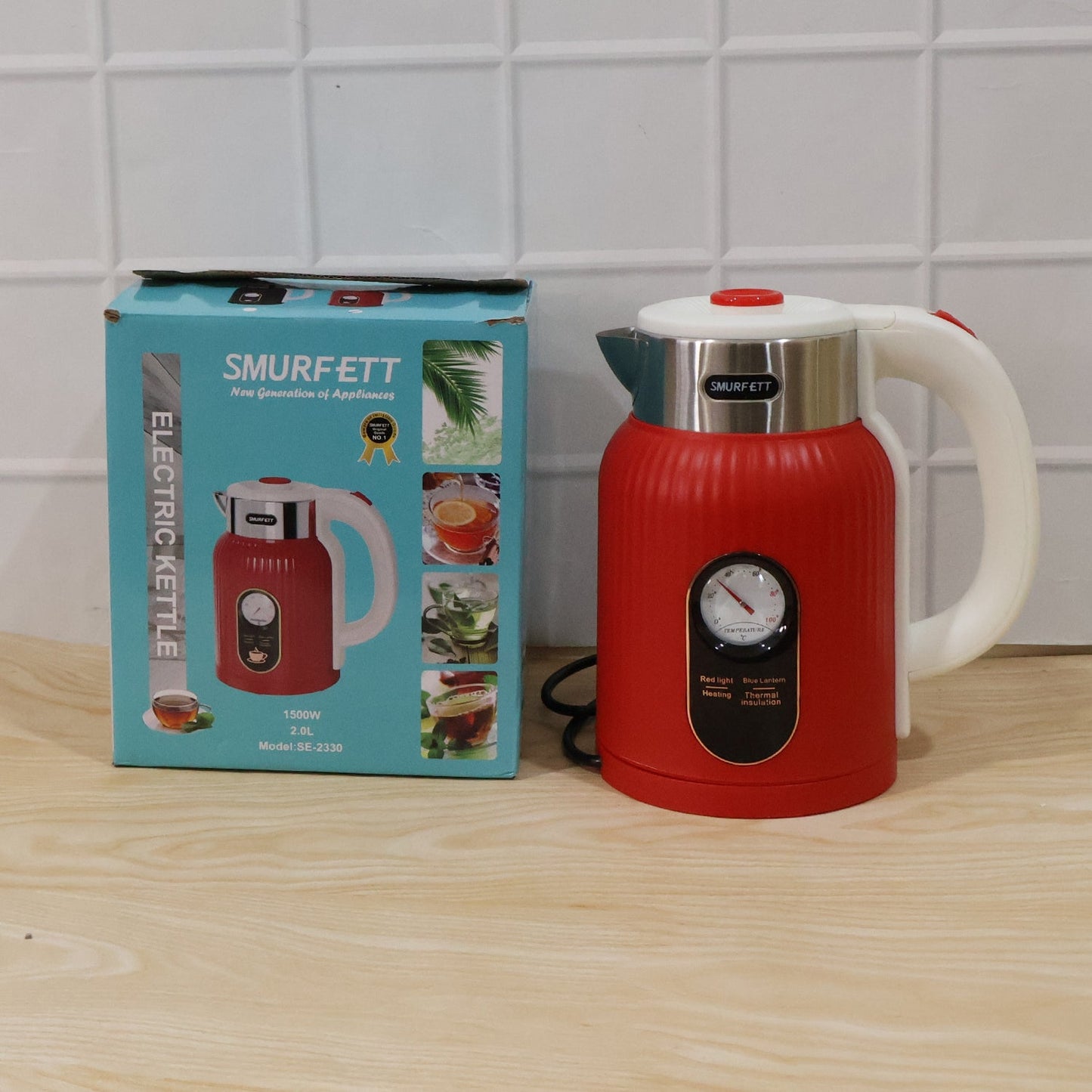 Electric Kettle 2 Litre 1500W Fast Boiling Cordless Kettle for Tea, Coffee, Milk and Hot Water with Auto Shut Off Red (1 Pc)