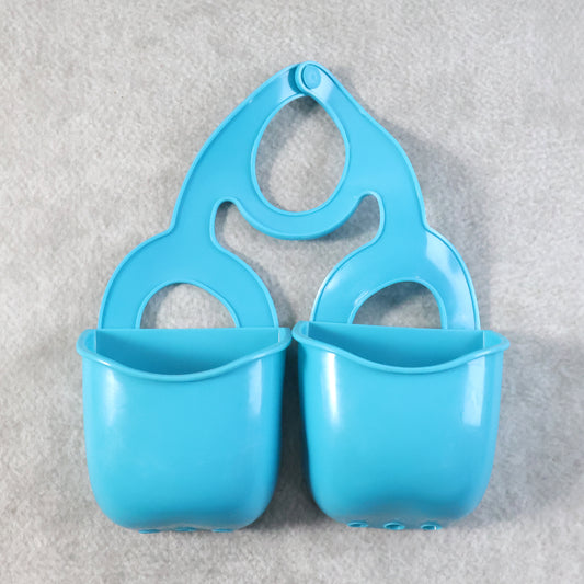 Double Layer Sink Hanging Storage Basket – Flexible Faucet Hanging Organizer for Kitchen and Bathroom – Dual Compartment Drain Basket – Multipurpose Space Saver Plastic Holder (1 Pc)
