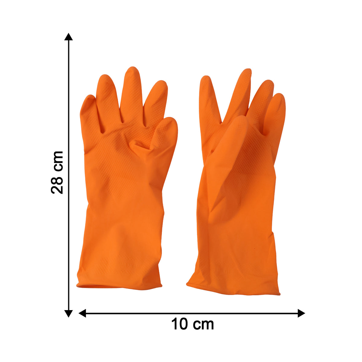 Medium Victor Orange Rubber Cleaning Gloves for Dishwashing and Household Cleaning, Reusable Waterproof Gloves for Kitchen, Bathroom and Daily Chores (1 Pair)