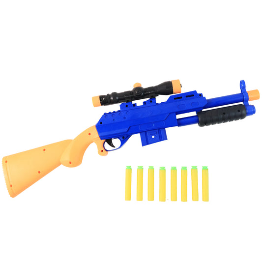 Shot Air Gun Toy with Scope and 8 Soft Foam Bullets – Manual Pump Action Rifle Blaster for Kids Indoor and Outdoor Target Practice (1 Set)