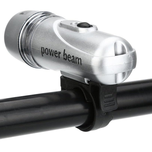 Power Beam Led Bicycle Headlight - (1 Pc) Battery-Operated Front Cycle Light • Adjustable Clamp • 2 Lighting Modes • Splash-Proof ABS