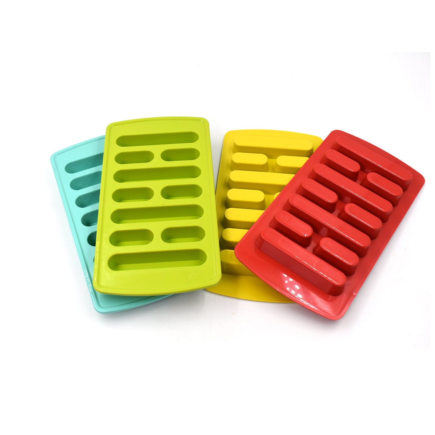 4 Piece Fancy Ice Cube Tray Set for Freezer, Reusable Plastic Ice Cube Molds for Cold Drinks, Juice and Everyday Kitchen Use