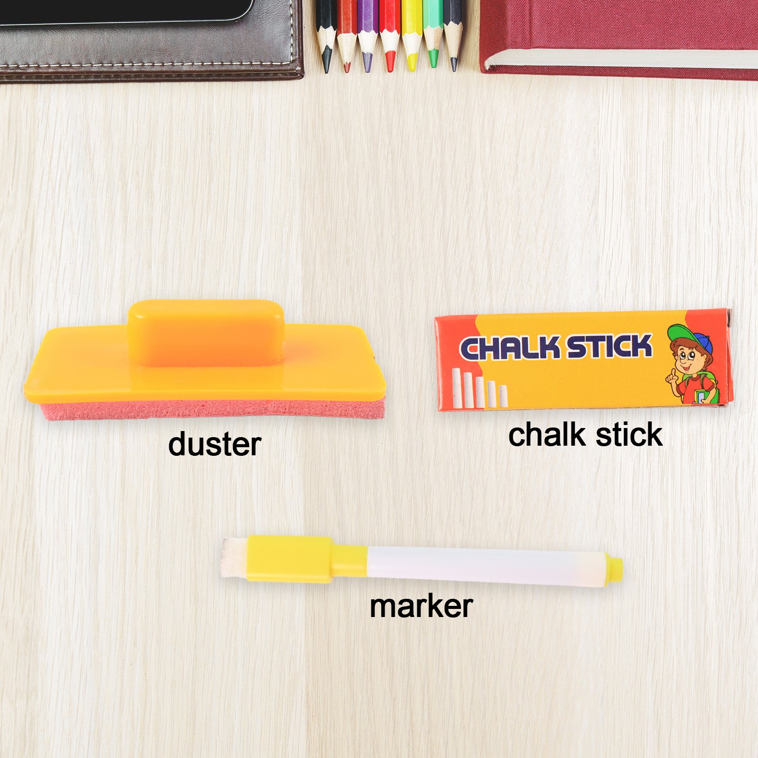 2-in-1 Double-Sided Write and Wipe Educational Drawing Board for Kids – Portable Whiteboard and Blackboard with Marker, Duster and Chalk Set